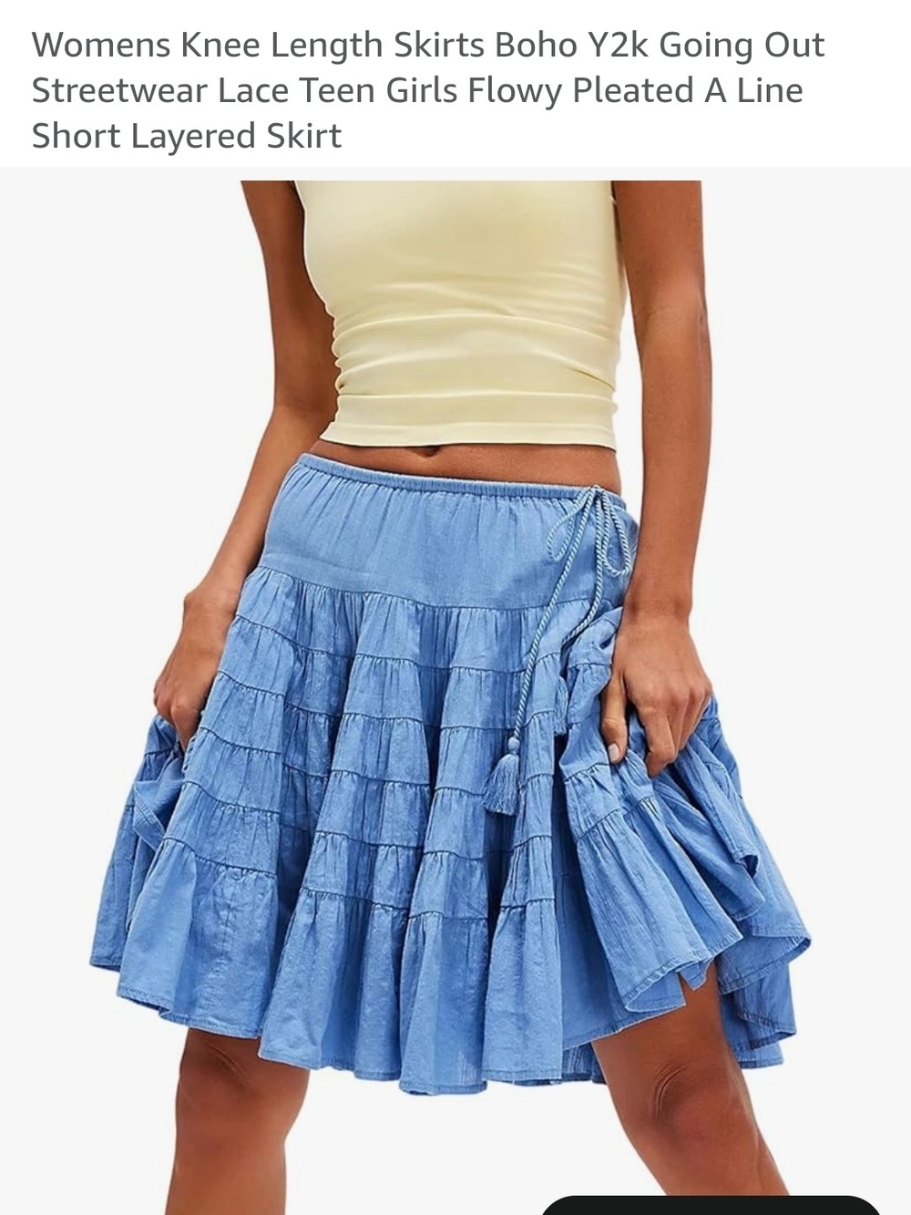 Woman's Many Layers Midi SkirtLight Blue Tiered Summer Skirt - Women's - Picture 3 of 4